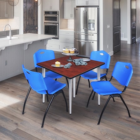 Regency Kahlo Square Table & Chair Sets, 42 W, 42 L, 29 H, Wood, Metal, Plastic Top, Cherry TPL4242CHCM47BE